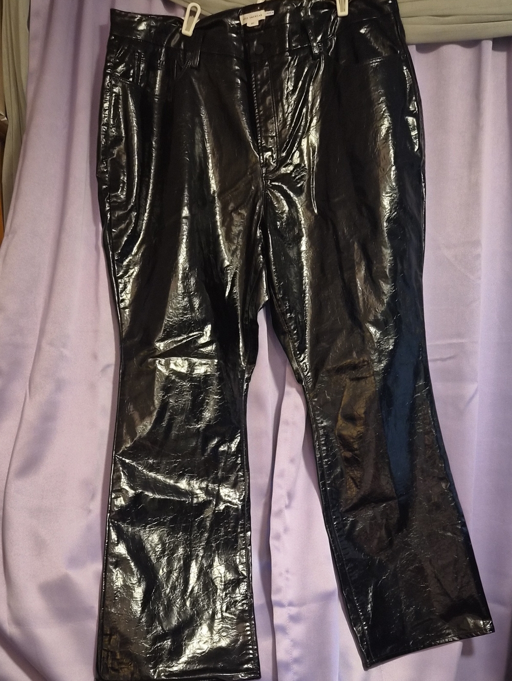 Good American Black Patent Flare Jeans